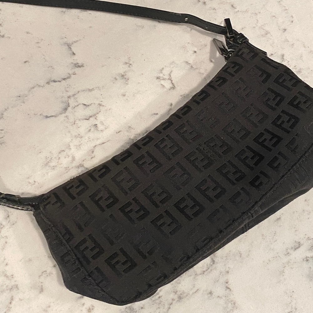 FENDI zucchino pochette shoulder black bag